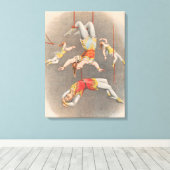 Mannelijke en Vrouw trapeze performers Canvas Afdruk (Insitu (Houten vloer))