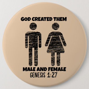 MANNELIJKE EN VROUWELIJKE GENESIS CHRISTELIJKE KNO RONDE BUTTON 6,0 CM