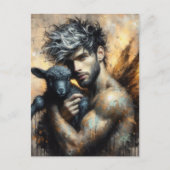 Mannelijke fee met zwart lam briefkaart (Voorkant)