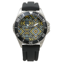 Mannelijke Geometrische Blauwe Goud Zwarte Horloge