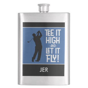 Mannelijke Golf Tee Quote Cute Monogram Zwart Blau Flacon