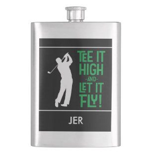 Mannelijke Golf Tee Quote Cute Monogram Zwart Groe Flacon