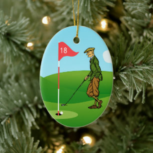 Mannelijke golfers: 1 tikken in & 1 pitching out keramisch ornament