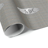 Mannelijke grijze tweed monogram cadeauverpakking cadeaupapier (Rol Hoek)