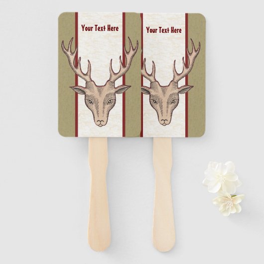 Mannelijke herten hoofd grote gewei tan wit rood g handwaaier (Voorkant en achterkant)