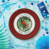 Mannelijke kardinaal en Holly Branch Red Papieren Bordje (Feest)