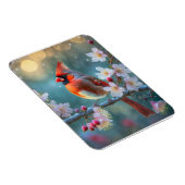 Mannelijke kardinaal in de Moonlight Cherry Blosso Magneet (Rechterzijde)