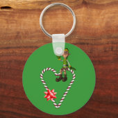 Mannelijke Kerstmis van het Riet van het Snoep van Sleutelhanger (Voorkant)