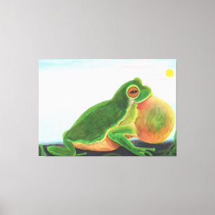 Mannelijke kikker zingt een lied om een partner aa canvas afdruk