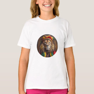 Mannelijke leeuw gekleed in rastafariaanse outfit t-shirt