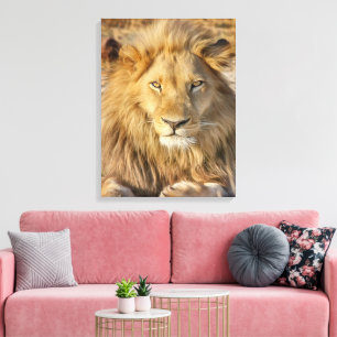 MANNELIJKE LEEUW GESTREKT CANVAS PRINT