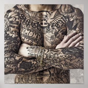 Mannelijke Lichaam Tatoeage Foto Poster