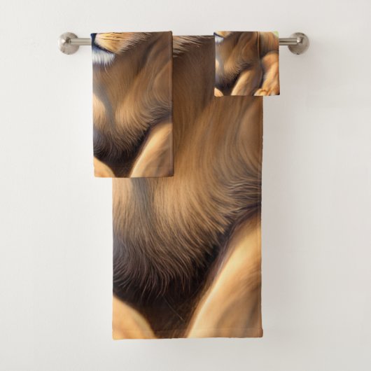 Mannelijke lionzak op strand bad handdoek (Insitu)
