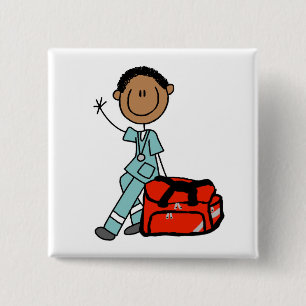 Mannelijke longverpleegkundige of EMT Vierkante Button 5,1 Cm