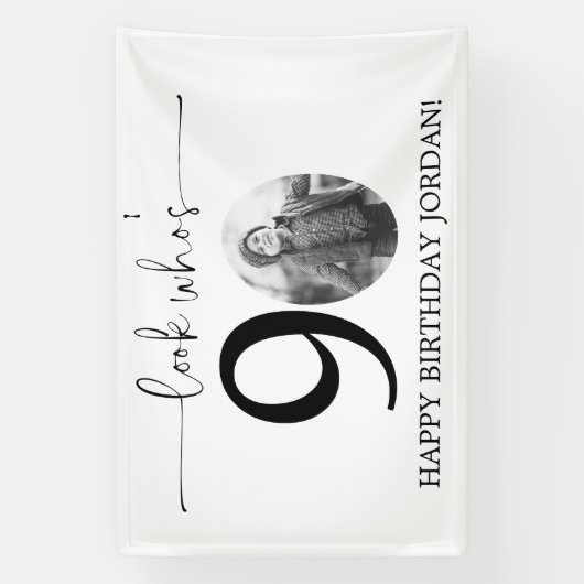 Mannelijke look Wie is 90 Foto 80ste verjaardag Spandoek (Verticaal)