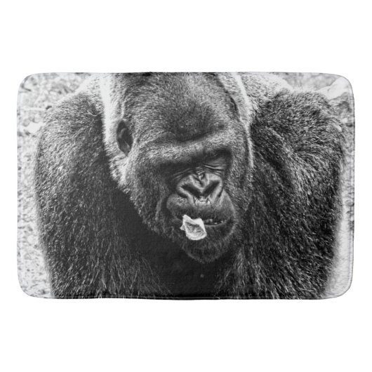 Mannelijke Lowland Silverback Gorilla, zwart en wi Badmat (Voorkant)