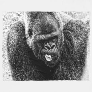 Mannelijke Lowland Silverback Gorilla, zwart en wi Fleece Deken