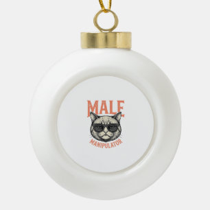 Mannelijke Manipulator Grappige Kat Zonnebril Vint Keramische Bal Ornament