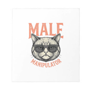 Mannelijke Manipulator Grappige Kat Zonnebril Vint Notitieblok