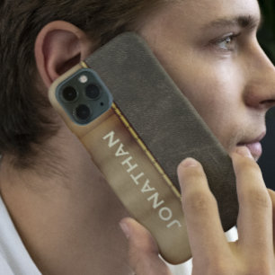 Mannelijke metalen lederen monogram hoes-Case-Mate iPhone 13 Hoesje