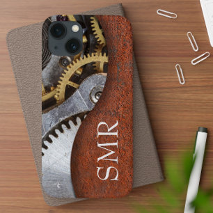 Mannelijke metalen tandwielen met stoomstijl initi iPhone 13 hoesje