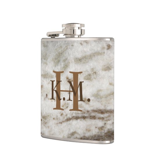 Mannelijke Monogrammed Parel Graniet Flask Heupfles (Links)