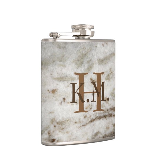 Mannelijke Monogrammed Parel Graniet Flask Heupfles (Rechts)