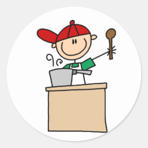 Mannelijke Stick Figure Kok Ronde Sticker