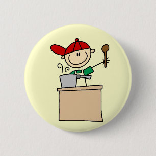 Mannelijke Stick Figure Kok T-shirts en Cadeaus Ronde Button 5,7 Cm