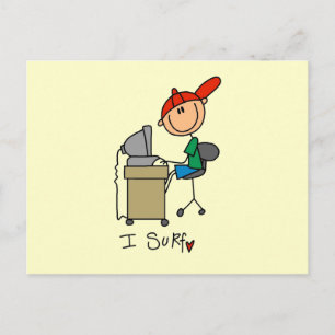 Mannelijke Stick Figure Web Surfer Briefkaart