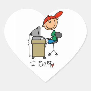 Mannelijke Stick Figure Web Surfer Hart Sticker