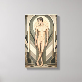 Mannelijke studeerkamer Art Deco Canvas Afdruk
