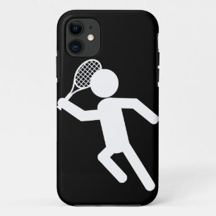 Mannelijke Tennisspeler - Tennissymbool (op zwart) iPhone 11 Hoesje