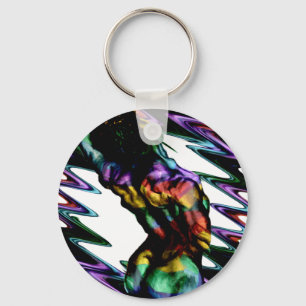 Mannelijke torso achteraan Retro kleuren Sleutelhanger