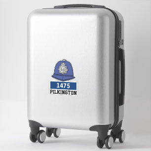 Mannelijke UK politieagent helm met naam en nummer Sticker