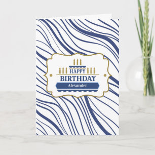 Mannelijke Verjaardag met Abstracte Navy Blue Line Kaart