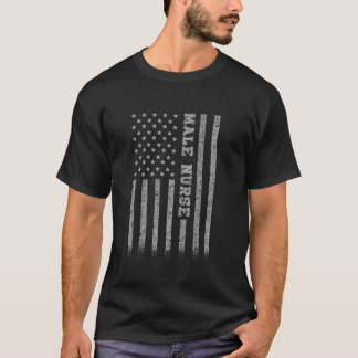 Mannelijke Verpleegster Amerikaanse Vlag Lange Mou T-shirt