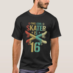 Mannen 16e geboorte skateboard Boy 16 jaar oude sk T-shirt