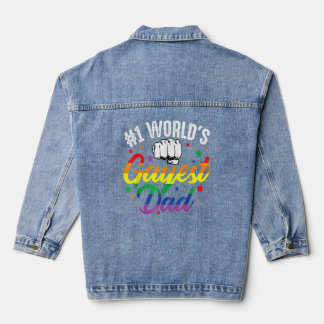 Mannen 1 Wereld 's Gayest Papa Vaderdag LGBT Pride Denim Jacket
