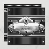 Mannen 21e verjaardag van de Zwarte Zilveren van d Kaart (Voorkant / Achterkant)