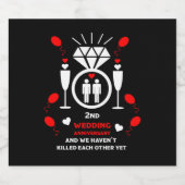 Mannen 2e Jubileum voor weduwen Sparkling Wijnetiket (Enkel label)