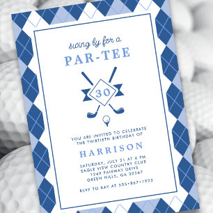 Mannen 30e verjaardag Argyle Blue Golf Kaart