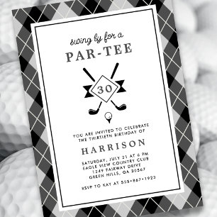 Mannen 30e verjaardag Golf Modern Argyle Zwart Kaart