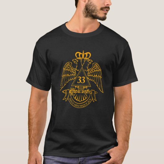 Mannen 33e graad Masonic Scottish Rite Wings Down T-shirt (Voorkant)