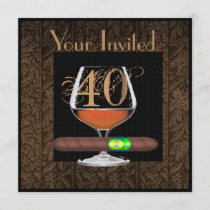 MANNEN 40e Verjaardag UITNODIGINGEN COGNAC SJABLOO