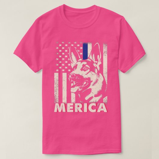 Mannen 4 juli Duitse Shepherd Dog Merica Ameri T-shirt (Design voorkant)