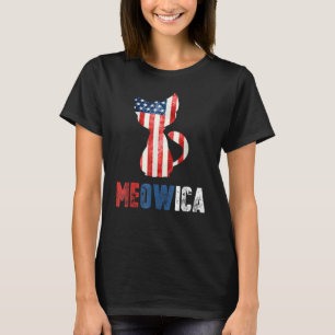 Mannen 4 juli Meowica Cat Patriotic American Fl T-shirt