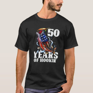 Mannen 50 jaar van Hookin' Funny America-bassenvis T-shirt