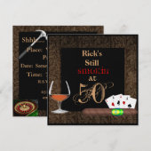 MANNEN 50e geboortecigars, Poker BRANDY-INVITATIES Kaart (Voorkant / Achterkant)