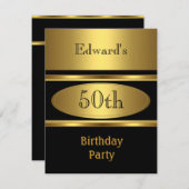 Mannen 50e verjaardag Gold Black Kaart (Voorkant / Achterkant)